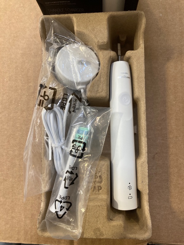 Photo 1 of Philips Sonicare 4100 Rechargeable Electric Toothbrush, with Pressure Sensor, 2 Intensity Settings, SmarTimer and QuadPacer, 14-Day Battery Life, White, Model HX3681/23