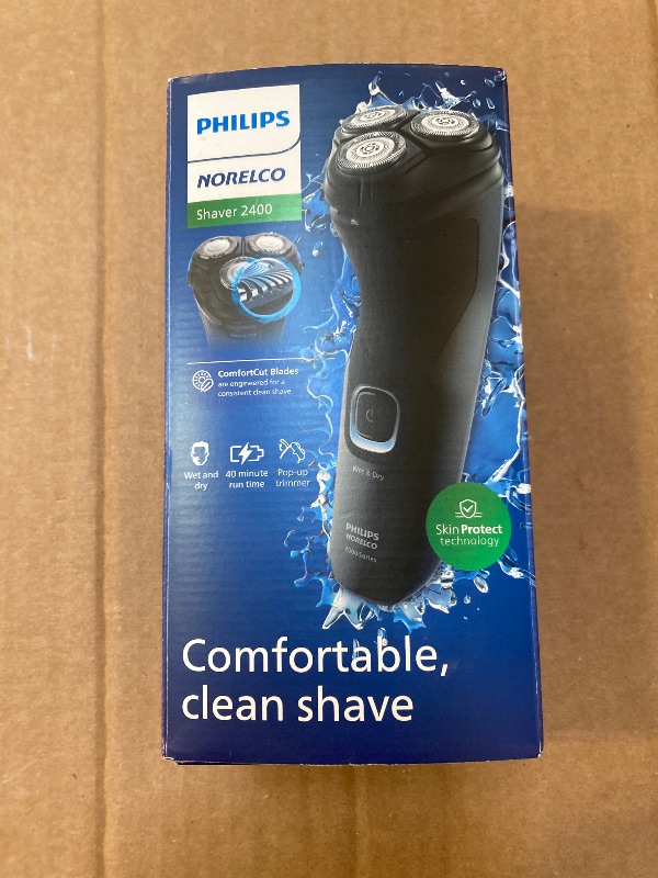 Photo 1 of Philips Norelco Shaver 2400 Series, Wet and Dry Electric Shaver, Pop-up Trimmer, P-Cap, Deep Black, Model X3001/90