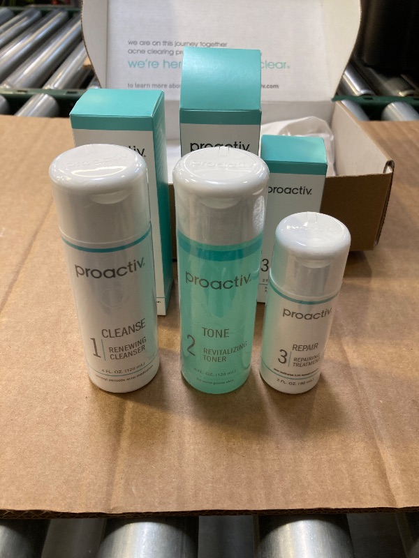 Photo 1 of Proactiv 3 Step Acne Treatment - Benzoyl Peroxide Face Wash, Repairing Acne Spot Treatment for Face And Body, Exfoliating Toner - 60 Day Complete Acne Skin Care Kit Expire April 2026