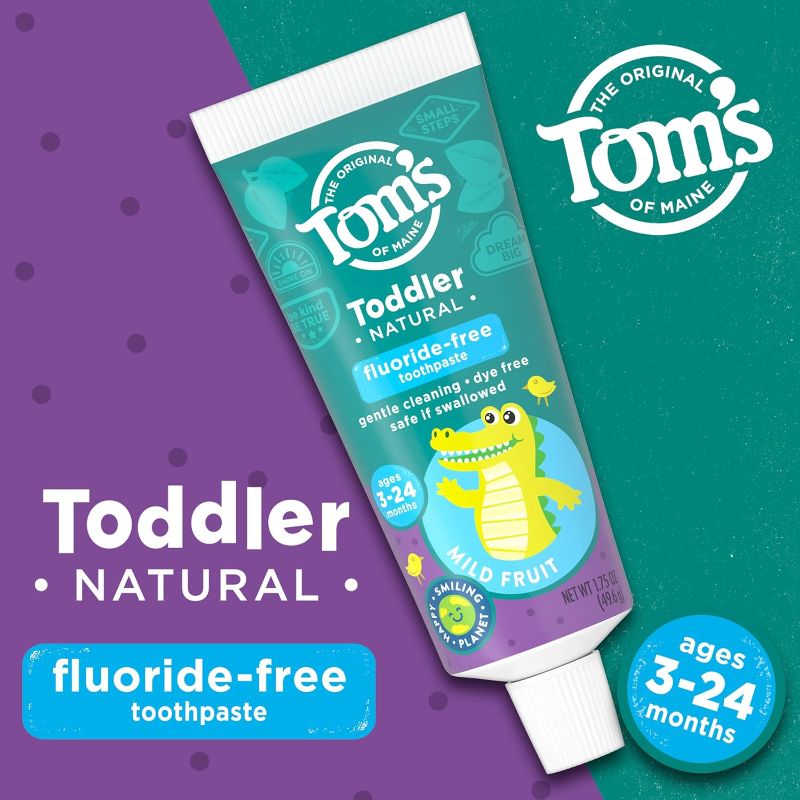 Photo 1 of Tom's of Maine Fluoride-Free Toddler Training Toothpaste, Mild Fruit, 1.75 oz. 2-Pack