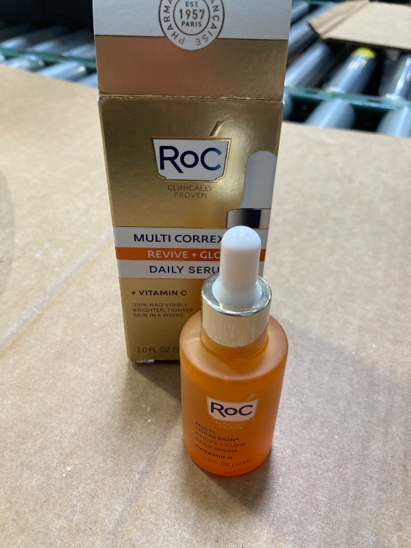Photo 1 of RoC Multi Correxion Revive + Glow 10% Active Vitamin C Serum for Face, Daily Anti-Aging Wrinkle and Skin Tone Skin Care Treatment, Brightening Serum, 1 Fluid Ounce