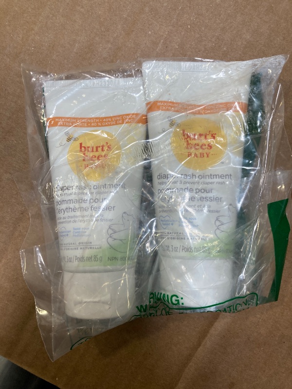 Photo 1 of Burt's Bees Baby Diaper Rash Ointment Maximum Strength Cream with 40% Zinc Oxide, 100% Natural Origin, Pediatrician Tested, 3 Oz (Pack of 2)