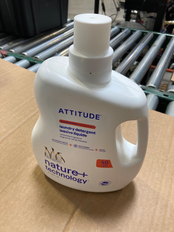 Photo 1 of ATTITUDE Liquid Laundry Detergent, EWG Verified Laundry Soap, HE Compatible, Vegan and Plant Based Products, Cruelty-Free, Summer Berries, 40 Loads, 67.6 Fl Oz