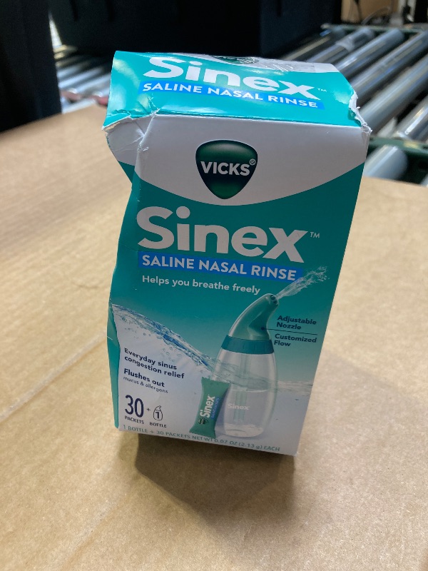 Photo 1 of Vicks Sinex Saline Nasal Rinse Starter Kit, Drug Free Saline, Flush Out Mucus and Allergens, Fast & Effective Relief for Everyday Congestion from Sinus & Allergy, 1 Bottle + 30 Refill Packets
