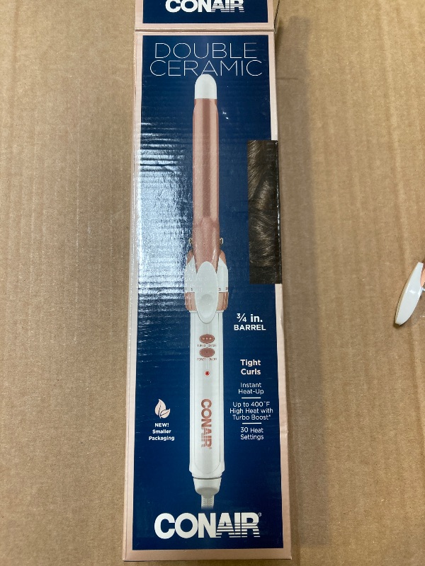 Photo 1 of Conair Double Ceramic 3/4-Inch Curling Iron, ¾-inch barrel produces tight curls – for use on short to medium hair