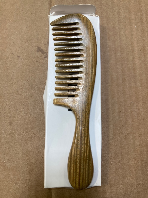 Photo 1 of Onedor Handmade 100% Natural Green Sandalwood Hair Combs - Anti-Static Sandalwood Scent Natural Hair Detangler Wooden Comb (Wide Tooth),1 Count (Pack of 1)