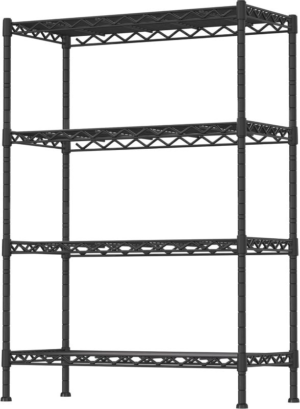 Photo 1 of 4-Shelf Adjustable Heavy Duty Storage Shelving Unit, Metal Organizer Wire Rack for Laundry Bathroom Kitchen Pantry Closet, Black
