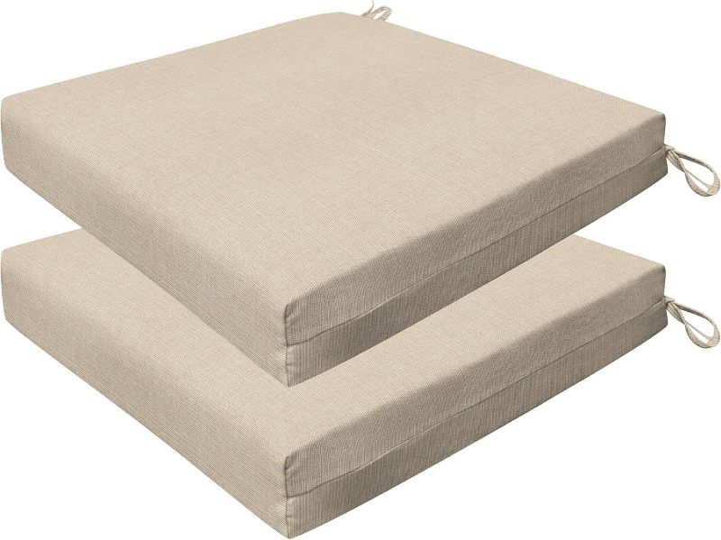 Photo 1 of Honeycomb Outdoor Cushion Set 20" x 20", Textured Solid Almond Dining Patio Cushions