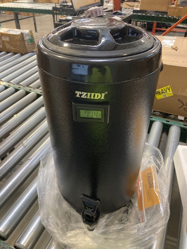 Photo 1 of TZIIDI Insulated Beverage Dispenser.Stainless steel,12L/3.2Gal.For hot and cold drinks.Spigot included.Ideal for tea, coffee, milk, water, juice.Keeps beverages at right temp,durable(BLACK)