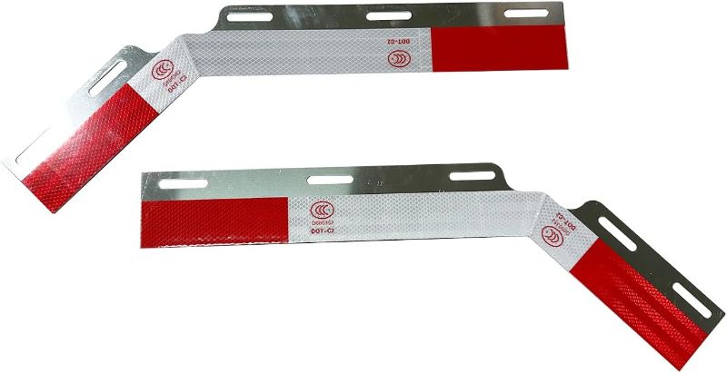 Photo 1 of 2PCS Mud Flap Angled Aluminum Reflector Strips Hanger Conspicuity Reflector Plate for Semi Trucks Trailer