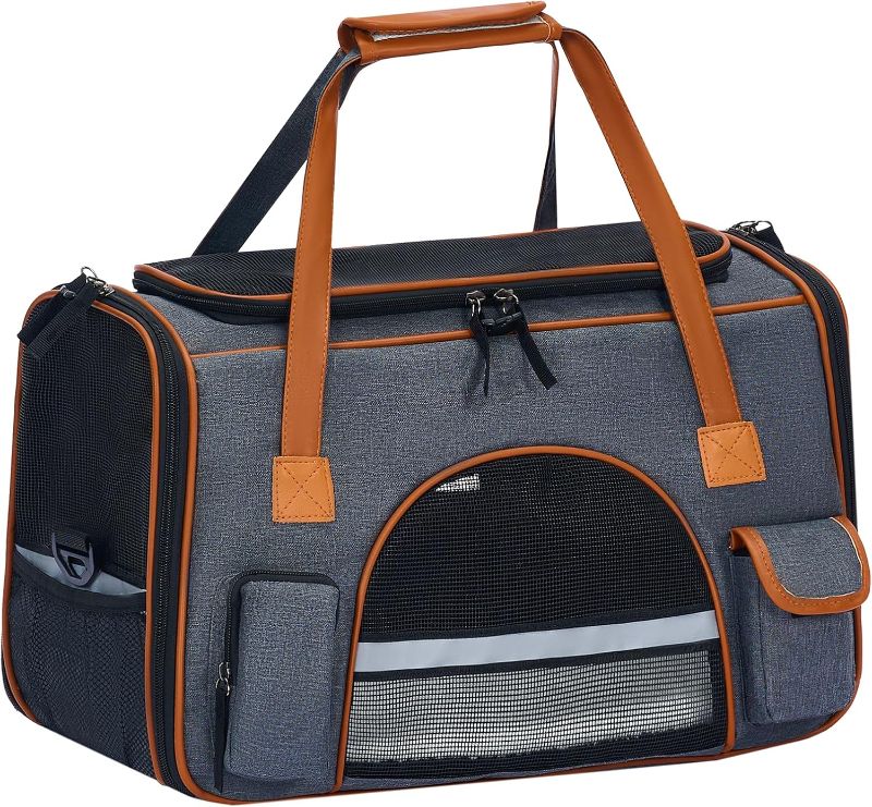 Photo 1 of Cat, Dog Carrier – Fits Pets Up to 18 lbs, Anti-Collapse Design, Multiple Storage Pockets, Escape-Proof Zippers, Cozy Pad, Cat Carrier Soft 18x11x11 Inches
