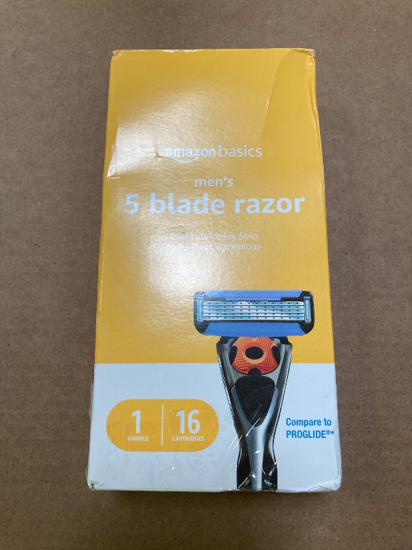 Photo 1 of Amazon Basics 5-Blade MotionSphere Razor for Men with Dual Lubrication and Precision Trimmer, Handle & 16 Cartridges, Cartridges fit, Razor Handles only, 17 Piece Set, Black
