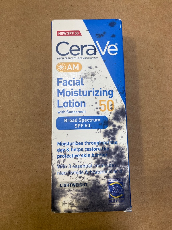 Photo 1 of CeraVe AM Facial Moisturizing Lotion SPF 50, Face Moisturizer with SPF, Hyaluronic Acid, Niacinamide & Ceramides, Non-Greasy, Blends Seamlessly With No White Cast, Non Comedogenic Sunscreen, 3 Oz