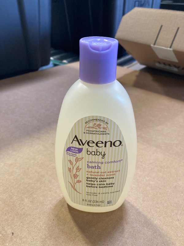 Photo 1 of Aveeno Baby Calming Comfort Bath & Wash with Relaxing Lavender & Vanilla Scents & Natural Oat Extract, Hypoallergenic & Tear-Free Formula, Paraben-, Phthalate- & Soap-Free, 8 fl. Oz