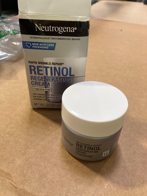Photo 1 of Neutrogena Retinol Face Moisturizer, Rapid Wrinkle Repair, Fragrance Free, Daily Anti-Aging Face Cream with Retinol & Hyaluronic Acid to Fight Fine Lines, Wrinkles, & Dark Spots, 1.7 oz