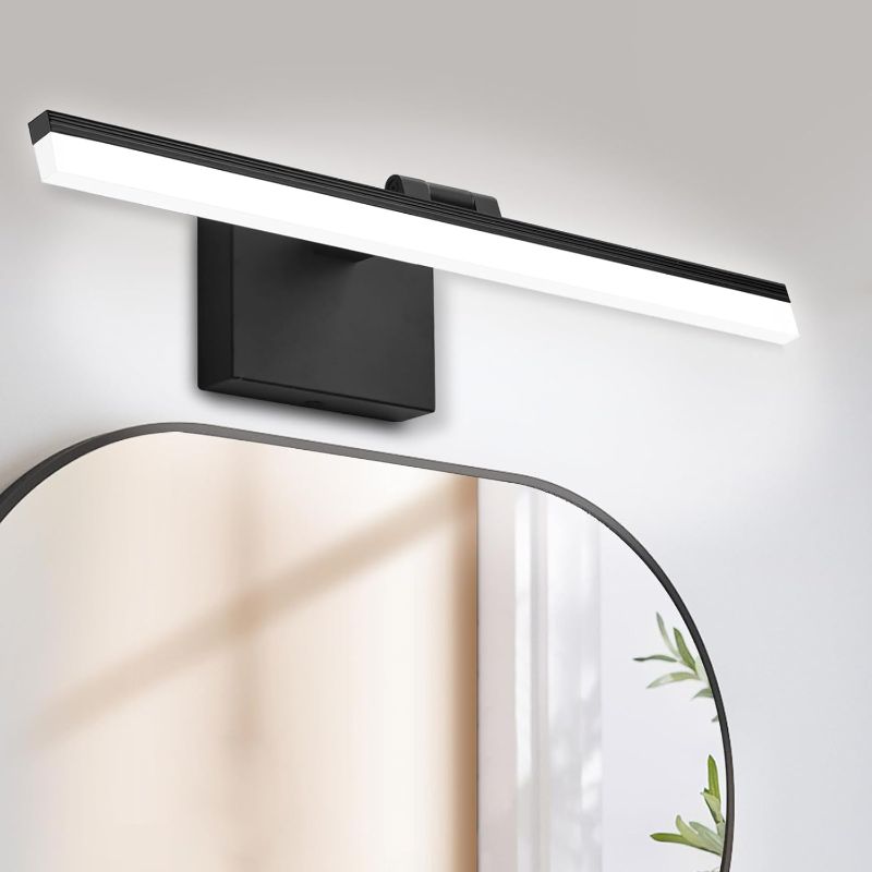 Photo 1 of 23.6 Inch Modern LED Bathroom Vanity Light Bar, 15W IP44 Black Mirror Lighting Fixture Over Mirror, 330° Rotatable 6000K Morden Picture Lights for Paintings, LED Bathroom Lighting
