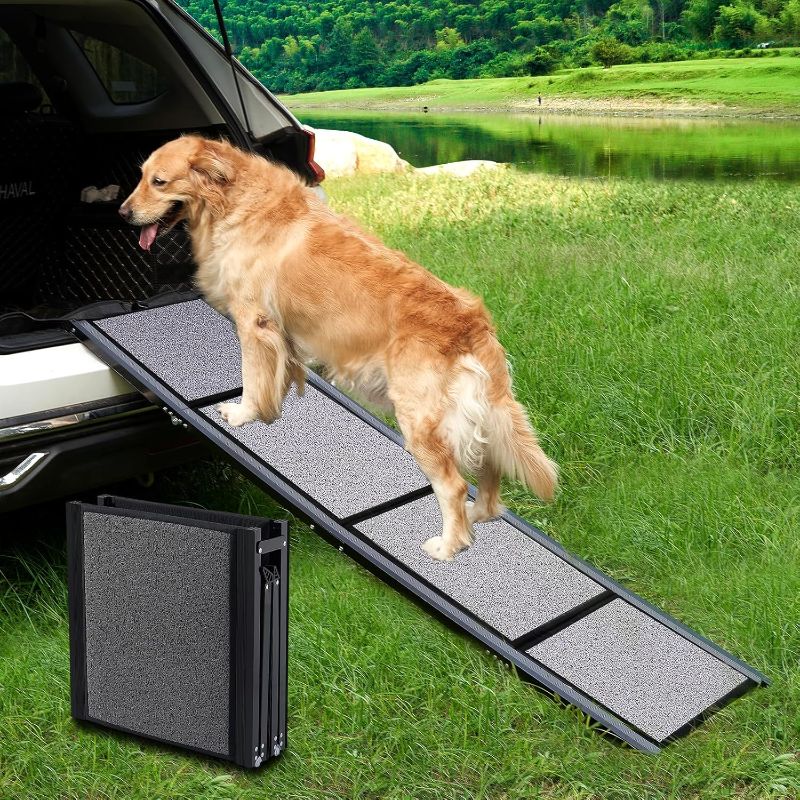 Photo 1 of Longest 71'' & Widest 19.6'' Foldable Dog Ramp, Non-Slip Soft Surface, Up to 250LBS, Car, SUV, Truck
