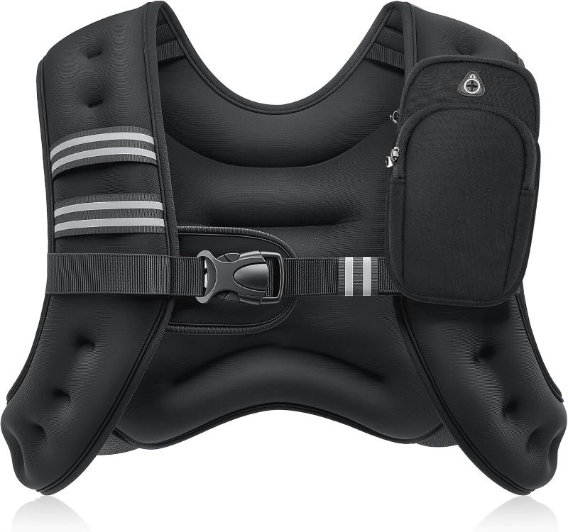 Photo 1 of ZELUS Weighted Vest, 6lb/8lb/12lb/16lb/20lb/25lb/30lb Weight Vest with Reflective Stripe for Workout, Strength Training, Running, Fitness, Muscle Building, Weight Loss, Weightlifting
