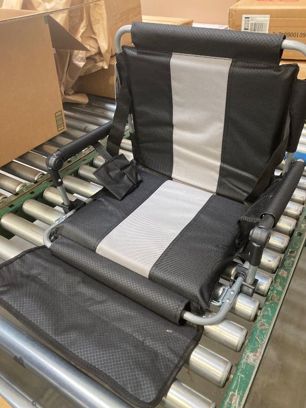 Photo 1 of LET'S CAMP Folding Stadium Seat Bleacher Chair with Cup Holder, Mesh Bag and Hide Hooks, Portable Stadium Chair with Back and Cushion
