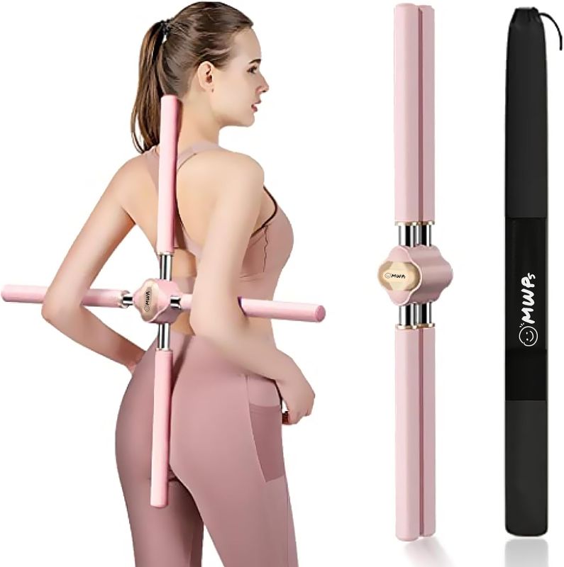Photo 1 of Back Straightener Posture Corrector Yoga Cross Stick – Includes Storage Bag & Exercise Workbook | Stretcher and Straightener for Upper and Lower Back - Stretch Pole | Back Pain Relief for Women & Men
