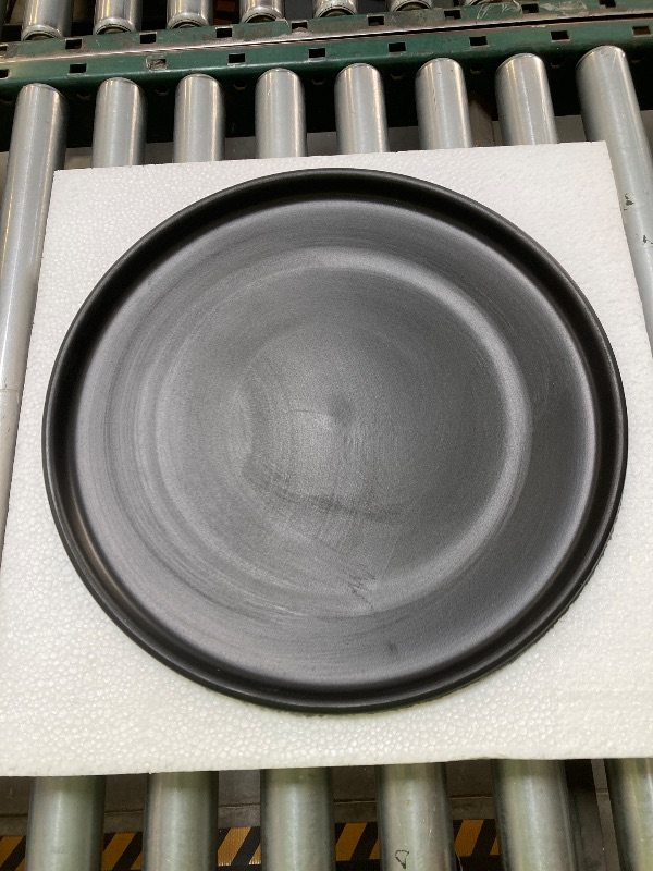 Photo 1 of 15 Inch Ceramic Saucer - Ceramic Drainage Tray for Plant Pot (Matte Black)

