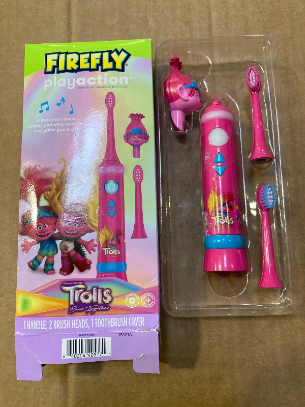 Photo 1 of FIREFLY Play Action Trolls Smart Sonic Toothbrush Kit, Interactive Electric Toothbrush with Lights, Music and Games, Batteries Included, Ages 3+