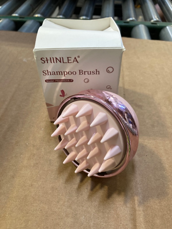 Photo 1 of SHINLEA 2 in 1 Scalp Massager Shampoo Brush with Soft Silicone Bristles for Hair Growth and Dandruff Removal, Hair Brush Head Massager Scalp Scrubber Exfoliator for Both Wet and Dry Use (Pink)
