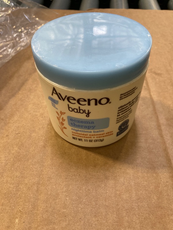 Photo 1 of Aveeno Baby Eczema Therapy Nighttime Moisturizing Body Balm, Nourishing Skin Protectant Soothes & Relieves Dry, Itchy Skin from Eczema, Hypoallergenic, Fragrance- & Steroid-Free, 11 oz