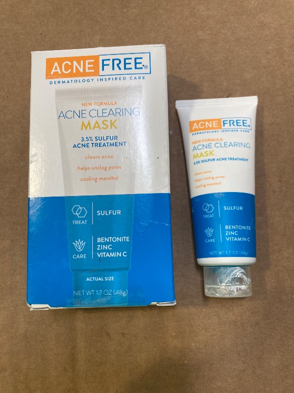 Photo 1 of AcneFree Acne Clearing Mask, 3.5% Sulfur Acne Treatment, Absorbs Excess Oil and Unclogs Pores with Vitamin C, Bentonite, and Zinc, 1.7 Ounce
