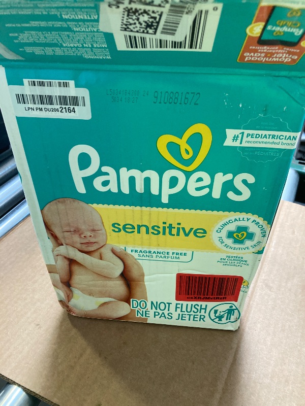 Photo 1 of Pampers Baby Wipes Sensitive, Water Based Wipes, Hypoallergenic and Unscented for Babies