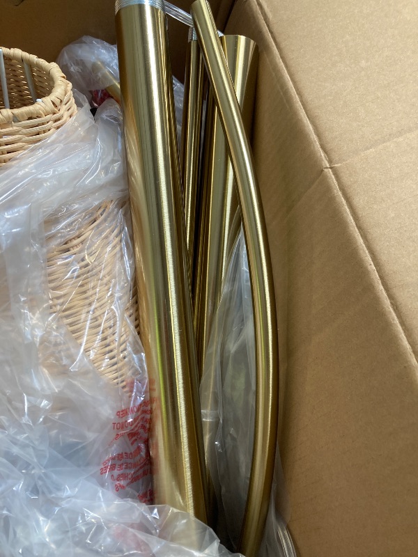 Photo 1 of Brightech Lark Arc Lamp for Living Rooms & Offices, Floor Lamp with Unique Hanging Wicker Shade, Standing & Tall for Bedroom Reading, Matches Boho and Other Living Room Decor, Brass