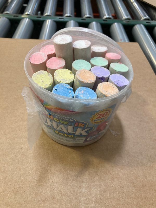 Photo 1 of Cra-Z-Art Washable Sidewalk Jumbo Chalk in Storage Bucket with Lid and Handle, 12.63", 20 Assorted Colors