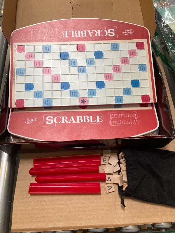 Photo 1 of Hasbro Gaming Scrabble Deluxe Edition Letter Tiles Word Game | Rotating Board and Carrying Case | Ages 8+ | 2-4 Players | Classic Family Travel Games