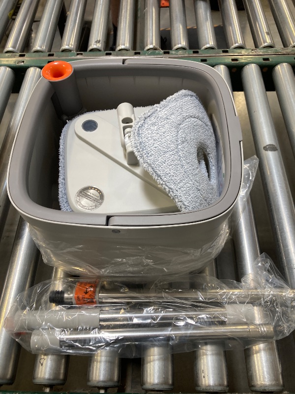 Photo 1 of KZKR Spin Mop and Bucket Set with Self Separation Dirty and Clean Water System, Self Wringing 360° Rotating Square Mop Head for Home Floors Cleaning (1.0 Mop and Bucket Set (2 Pads))
