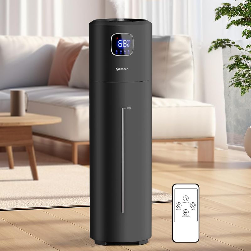 Photo 1 of Large Humidifiers for Bedroom, 9L/2.5Gal Ultrasonic Cool Mist, Easy Clean with 350ML/H Large Mist Speed, Quiet Tower, Suitable for Kids Room Plant Yoga (Black)
