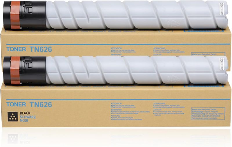 Photo 1 of TN626 TN-626 TN628 TN-628 Black Toner Cartridge ACV1130 TN626k TN628k Toner Cartridges Compatible for Konica Minolta bizhub C450i C550i C650i Printer (2 Pack)
