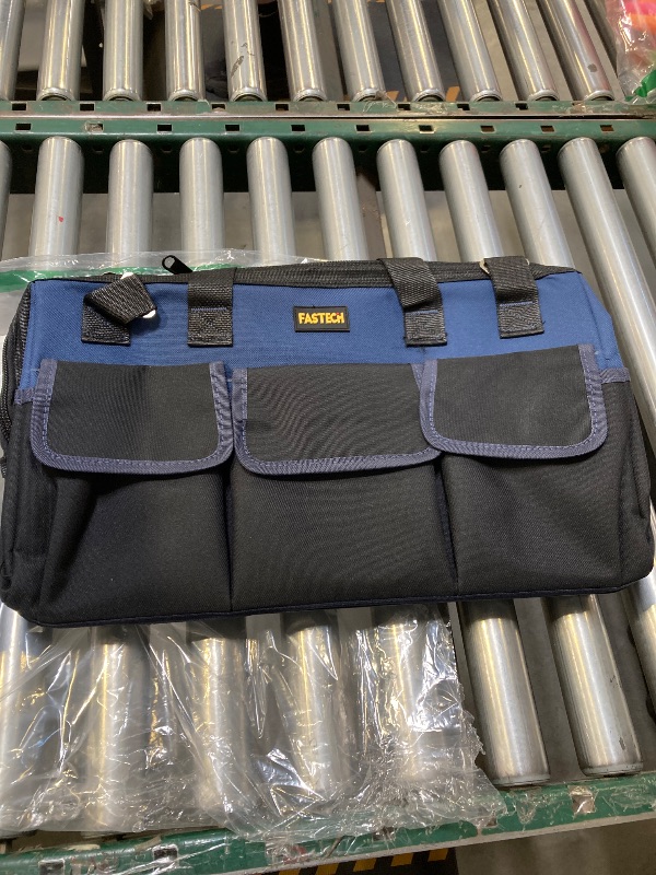Photo 1 of 22in Heavy Duty Bottom Tool Bag With Wide Mouth For Tool Storage, Carrier and Organizer, Tool Bag for Men/Women, Wide Mouth Tool Bag With Inside Pockets (22 Inch)
