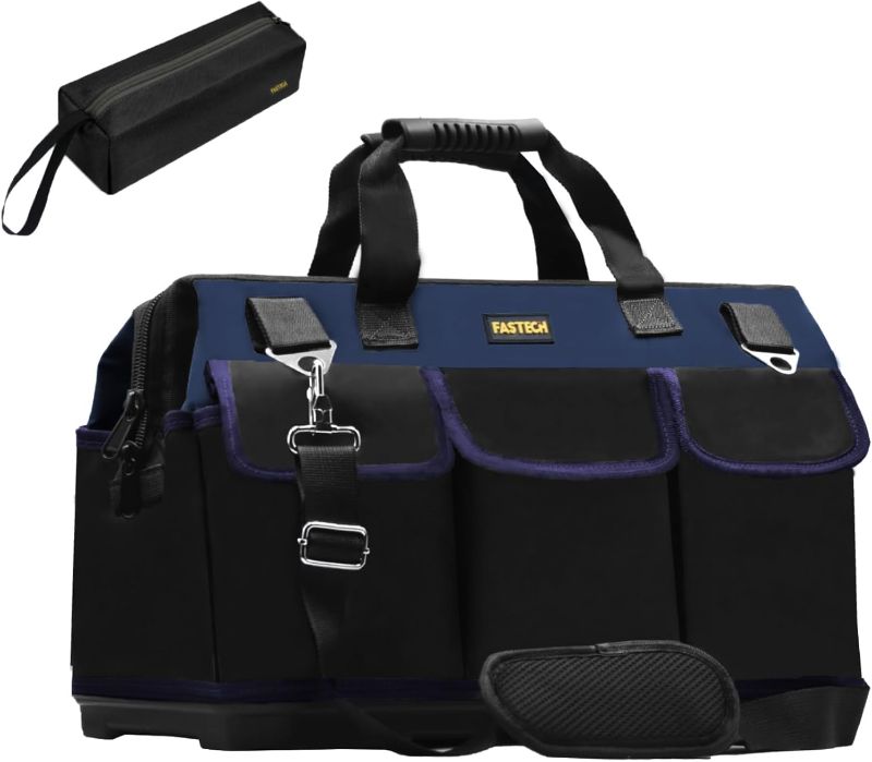 Photo 1 of 22in Heavy Duty Bottom Tool Bag With Wide Mouth For Tool Storage, Carrier and Organizer, Tool Bag for Men/Women, Wide Mouth Tool Bag With Inside Pockets (22 Inch)
