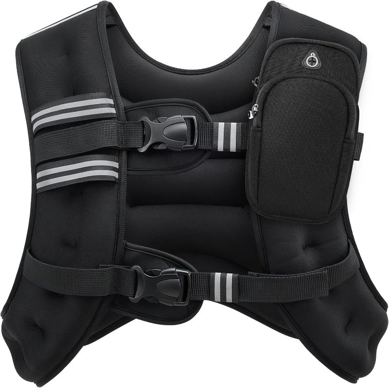 Photo 1 of ZELUS Weighted Vest, 6lb/8lb/12lb/16lb/20lb/25lb/30lb Weight Vest with Reflective Stripe for Workout, Strength Training, Running, Fitness, Muscle Building, Weight Loss, Weightlifting
