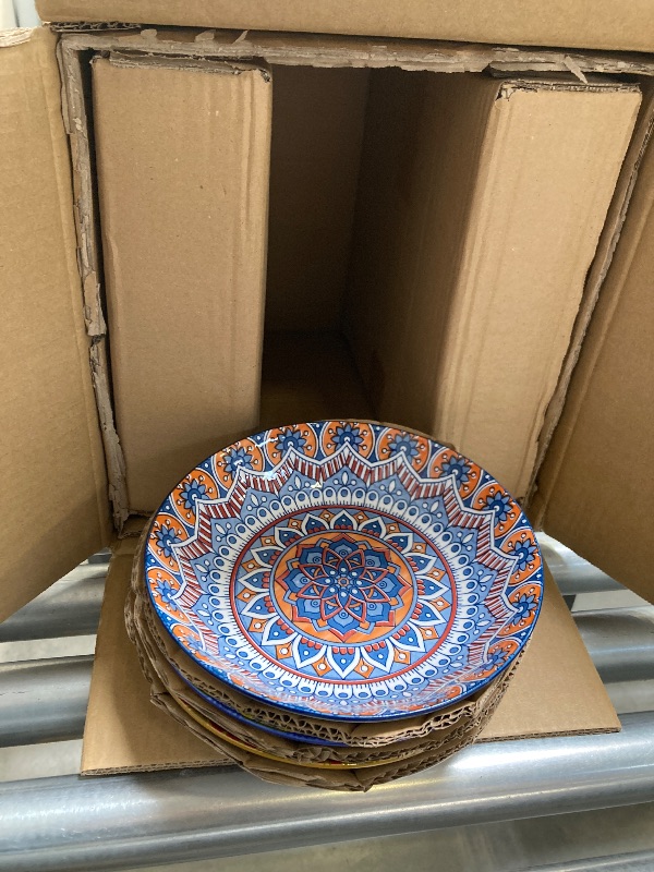 Photo 1 of Ceramic Dinnerware 12 Pieces Dinner Set,Plates Pasta Bowls Cereal Bowls Reactive Change Glaze Dish Sets, Modern Stoneware Dishe Bohemian colors (Bohemia)
