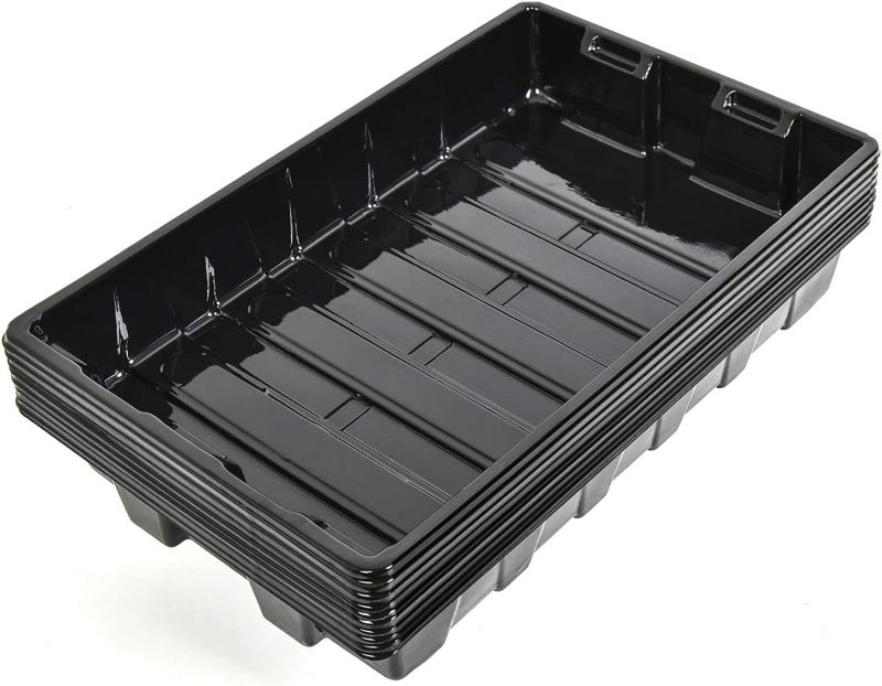 Photo 1 of Strong Plant Growing Trays, Extra Strength Durable Black Plastic Growing Trays (Without Drain Holes) for Greenhouse and Flowers, Wheatgrass, Sprouting, Plants Growing
