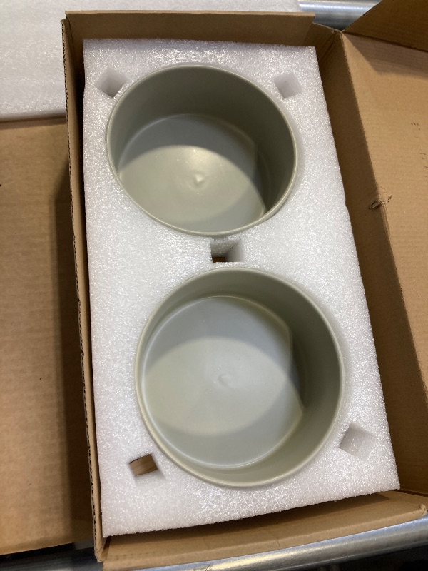 Photo 1 of SPUNKYJUNKY Ceramic Dog and Cat Bowl with Wood Stand Non-Slip Matte Glaze Weighted Food Water Set for Cat Medium Dog 28.7 OZ