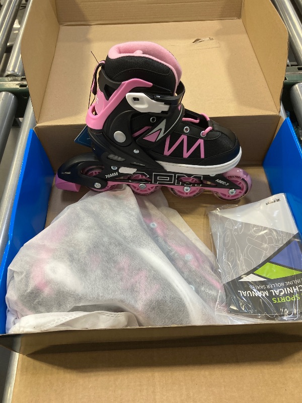 Photo 1 of 2PM SPORTS Boys Adjustable Inline Skates with Full Light Up Wheels, Fun Beginner Roller Skates for Kids Girls Youth - Pink Medium
