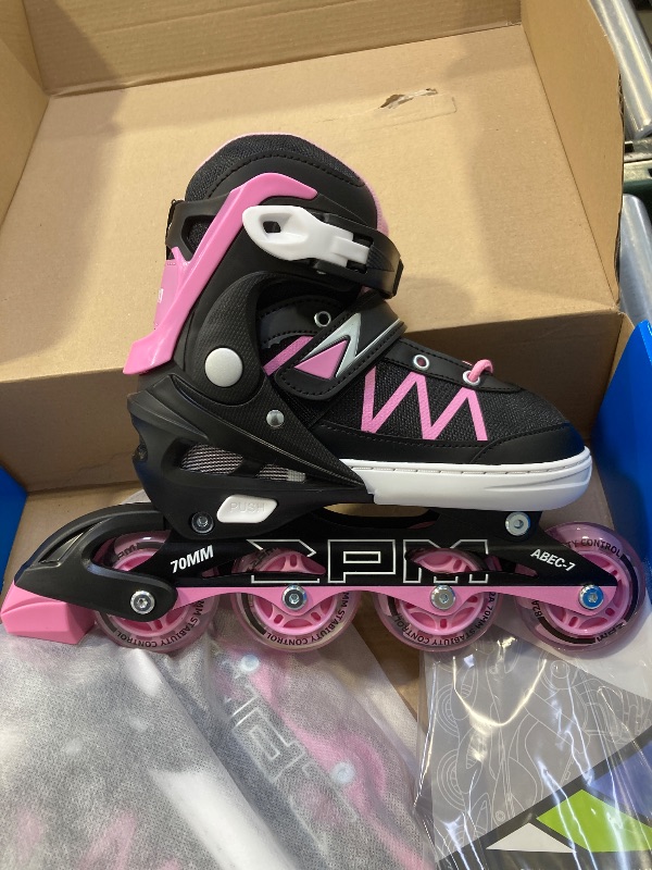 Photo 1 of 2PM SPORTS Boys Adjustable Inline Skates with Full Light Up Wheels, Fun Beginner Roller Skates for Kids Girls Youth - Pink Medium