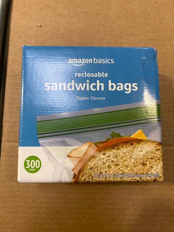 Photo 1 of Amazon Basics Sandwich Storage Bags, 300 Count (Previously Solimo)