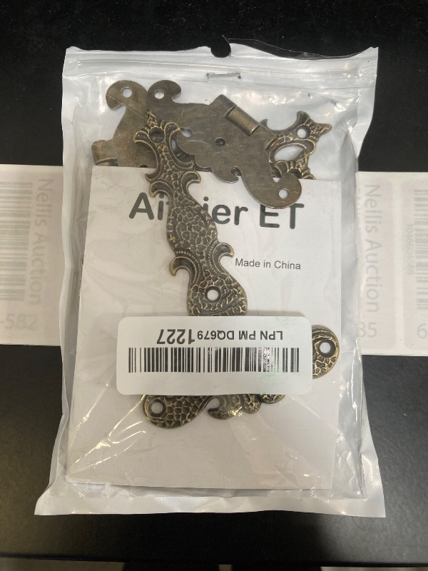 Photo 1 of Aifeier ET 6Pcs Vintage T-Shape Hinge, 4-1/2" x 2-3/4" Antique Bronze Decorative Hinges, Carved Alloy Hinge with Screws for Small Wooden Box, Jewelry Box, Cupboard, Gate Cabinet, Wardrobe