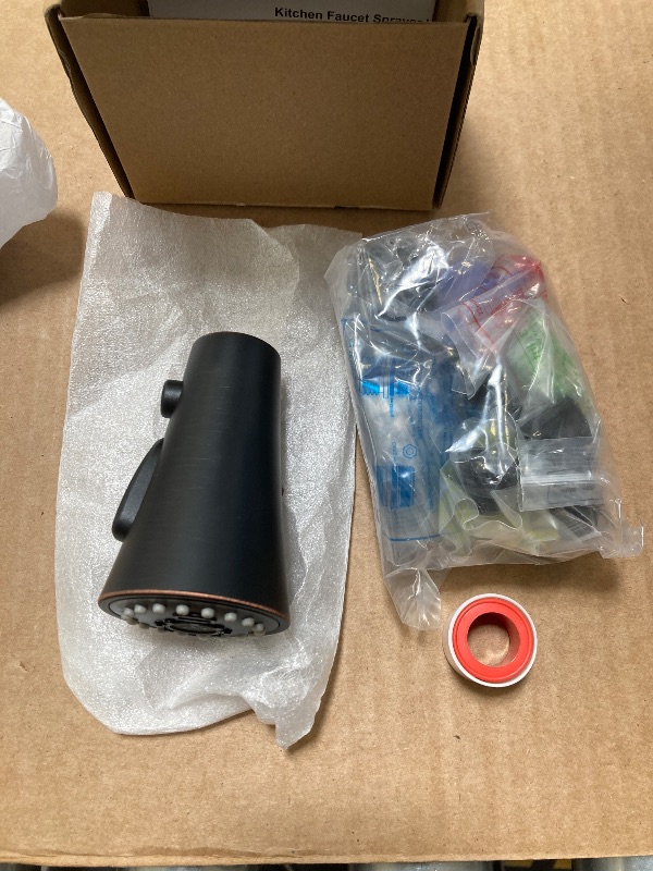 Photo 1 of Hibbent Pull Down Kitchen Faucet Spray Head Replacement, 3-Function Kitchen Sink Spray Nozzle with 12 Adapters Compatible with Moen, American Standard, Delta, Kohler Faucets, Oil-Rubbed Bronzed