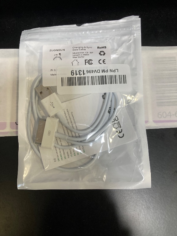 Photo 1 of ZLONXUN Cable Compatible with Charger iPhone 4/4S/3G/3GS,Old iPad 1 2 3,iPod Touch 4 3 2 1 Nano, iPod Classic 3 2 1,(3.3 Feet,White)
