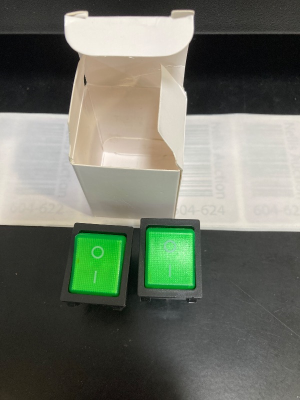 Photo 1 of 30A 250VAC?35A 125VAC? KCD4 KCD2 Rocker Switch DPST 4 Pin T125 Green Lighted 120V Rocker Toggle Switch ON Off Heavy Duty?2Pack?