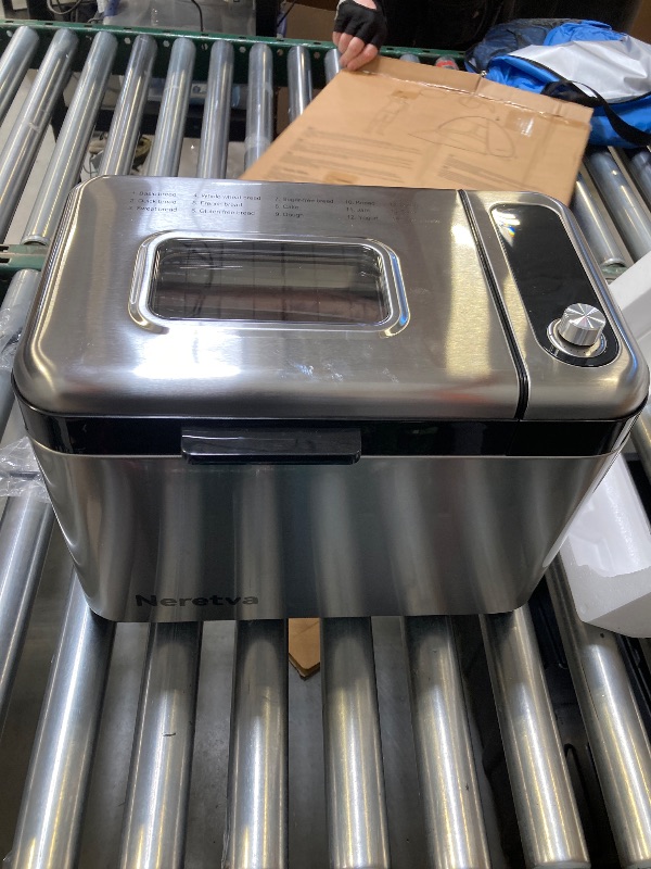 Photo 1 of Neretva Bread Maker, 3.3LB Larger Bread Machine 15-in-1 Stainless Steel & Nonstick Ceramic Pan & Auto Nut Dispenser Breadmaker Machines Full Touch Panel with Gluten Free White Wheat Rye French Pizza
